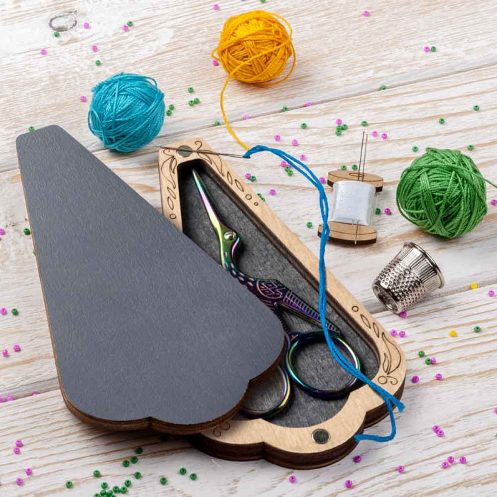 FLZB(N)-209 Wonderland Crafts Скринька для ножиць - Темно-сіра, 6,5x12 см (фанера)