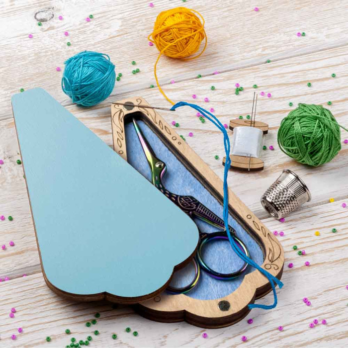 FLZB(N)-211 Wonderland Crafts Скринька для ножиць - Бірюзова, 6,5x12 см (фанера)