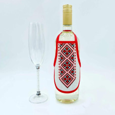 ФПВ_052 Virena Пошита заготовка для вишивку бісером - Фартух для пляшки вишиванка червона 17х14 см