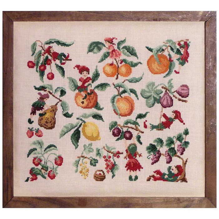 FT11-C Lucas Creations Схема для вишивки рахунковим хрестиком - Фруктові спрайти Lutins fruits 28x32 см, папір