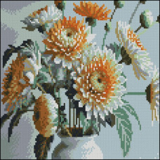 FZ3030-10 Strateg Алмазна мозаїка - Помаранчеві квіти, 30x30 см (квадратні, на підрамнику, Стратег)