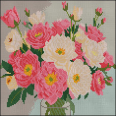 FZ3030-11 Strateg Алмазна мозаїка - Рожевий букет, 30x30 см (квадратні, на підрамнику, Стратег)