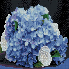 FZ3030-12 Strateg Алмазна мозаїка - Ніжні гортензії, 30x30 см (квадратні, на підрамнику, Стратег)