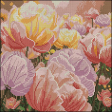FZ3030-13 Strateg Алмазна мозаїка - Ніжні тюльпани, 30x30 см (квадратні, на підрамнику, Стратег)