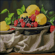 FZ3030-17 Strateg Алмазна мозаїка - Лимони та ягоди, 30x30 см (квадратні, на підрамнику, Стратег)