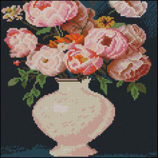 FZ3030-19 Strateg Алмазна мозаїка - Букет рожевих квітів, 30x30 см (квадратні, на підрамнику, Стратег)