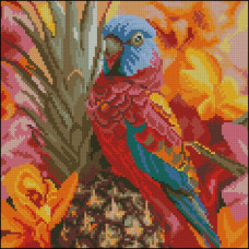 FZ3030-22 Strateg Алмазна мозаїка - Тропічна папуга, 30x30 см (квадратні, на підрамнику, Стратег)