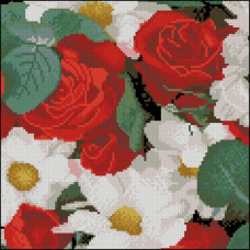 FZ3030-26 Strateg Алмазна мозаїка - Троянди й ромашки, 30x30 см (квадратні, на підрамнику, Стратег)
