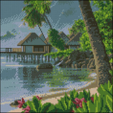 FZ3030-31 Strateg Алмазна мозаїка - Тропічний берег, 30x30 см (квадратні, на підрамнику, Стратег)