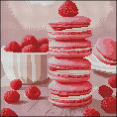 FZ3030-33 Strateg Алмазна мозаїка - Малинові макарони, 30x30 см (квадратні, на підрамнику, Стратег)