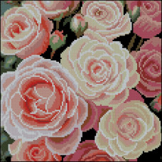 FZ3030-36 Strateg Алмазна мозаїка - Ніжні троянди, 30x30 см (квадратні, на підрамнику, Стратег)
