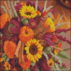 FZ3030-37 Strateg Алмазна мозаїка - Осінній букет, 30x30 см (квадратні, на підрамнику, Стратег)