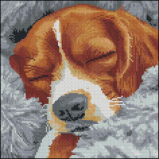 FZ3030-40 Strateg Алмазна мозаїка - Сплячий пес, 30x30 см (квадратні, на підрамнику, Стратег)
