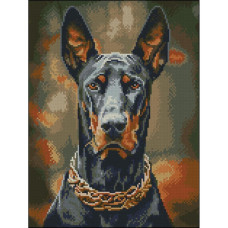 FZ3040-05 Strateg Алмазна мозаїка - Королівський доберман, 30x40 см (квадратні, на підрамнику, Стратег)