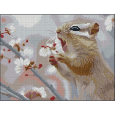FZ3040-14 Strateg Алмазна мозаїка - Весняний бурундук, 30x40 см (квадратні, на підрамнику, Стратег)