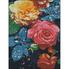 FZ3040-15 Strateg Алмазна мозаїка - Ранкові троянди, 30x40 см (квадратні, на підрамнику, Стратег)