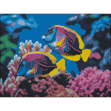 FZ3040-18 Strateg Алмазна мозаїка - Коралові рибки, 30x40 см (квадратні, на підрамнику, Стратег)