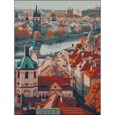 FZ3040-26 Strateg Алмазна мозаїка - Ранкове місто, 30x40 см (квадратні, на підрамнику, Стратег)