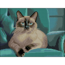 FZ3040-30 Strateg Алмазна мозаїка - Сіамська кішка, 30x40 см (квадратні, на підрамнику, Стратег)