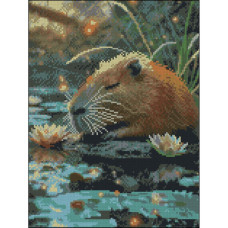 FZ3040-32 Strateg Алмазна мозаїка - Спляча капібара, 30x40 см (квадратні, на підрамнику, Стратег)