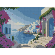 FZ3040-33 Strateg Алмазна мозаїка - Грецьке узбережжя, 30x40 см (квадратні, на підрамнику, Стратег)