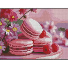 FZ3040-35 Strateg Алмазна мозаїка - Макарони з малиною, 30x40 см (квадратні, на підрамнику, Стратег)