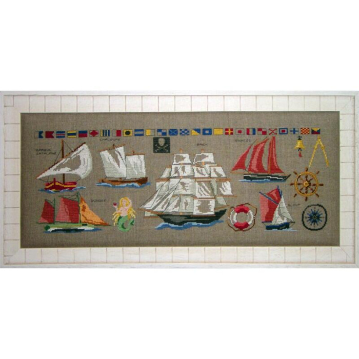 G09-C Lucas Creations Схема для вишивки рахунковим хрестиком - Cтаровинні човни Vieux bateaux 54x19 см, папір