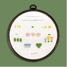 GL-1 Кольорова Набір для вишивки гладдю - Навчальні техніки гладі домоткане полотно, 17 см