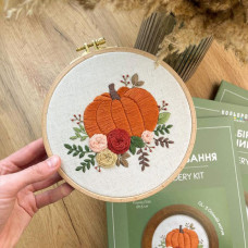 GL-3 Кольорова Набір для вишивки друкованою гладдю - Осінній мотив 13x13 см (домоткане полотно з нанесеним малюнком)