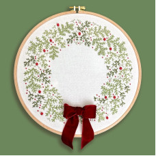 GL-5 Кольорова Набір для вишивки гладдю - Святковий вінок 23 см (схема на домотканому полотні)