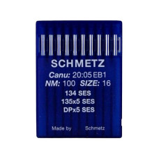 Голки Schmetz 134 SES №100, 10 шт, для прямострочних (універсальних) побутових швейних машин, товста колба