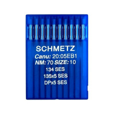 Голки Schmetz 134 SES №70, 10 шт, для прямострочних (універсальних) побутових швейних машин, товста колба