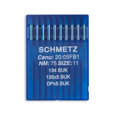 Голки Schmetz 134 SUK №75, 10 шт, для прямострочних (універсальних) побутових швейних машин