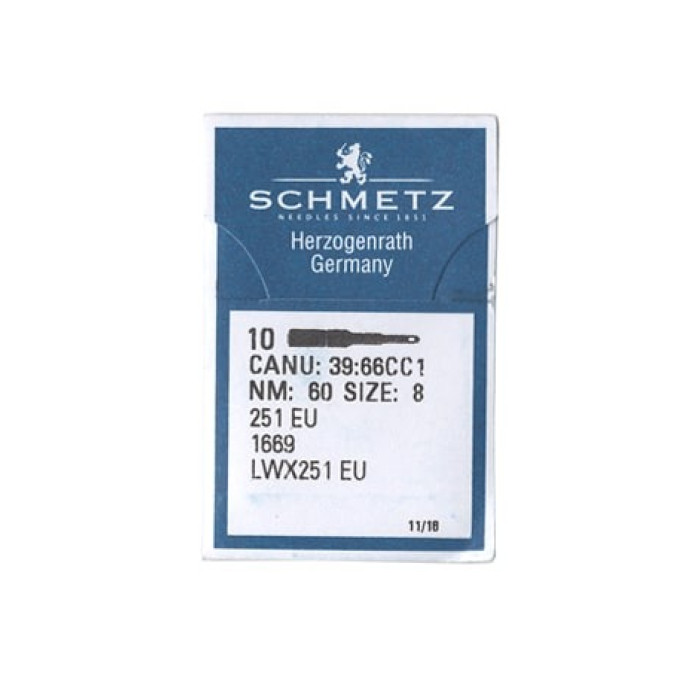 Голки Schmetz 251 EU №60, 10 шт, для промислових швейних машин потайного стібка