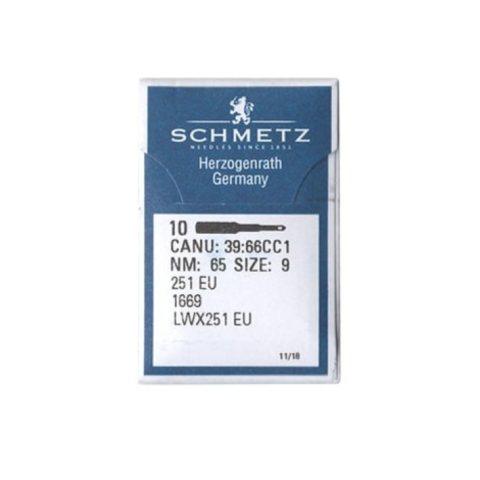 Голки Schmetz 251 EU №65, 10 шт, для промислових швейних машин потайного стібка