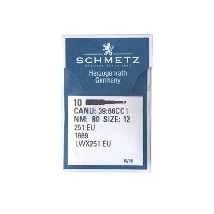 Голки Schmetz 251 EU SES №80, 10 шт, для промислових швейних машин потайного стібка