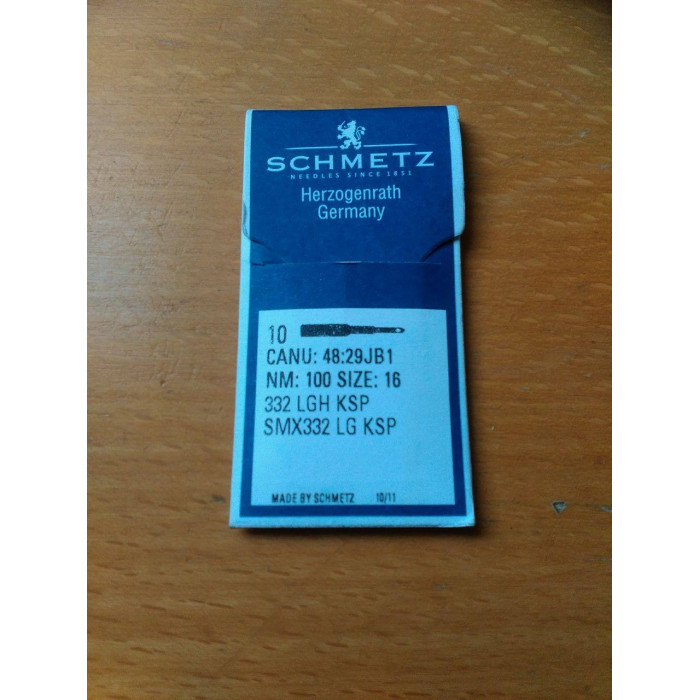 Голки Schmetz 332 LGH KSP №100, 10 шт, для гудзикових та закріплювальних побутових швейних машин