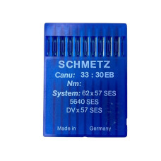 Голки Schmetz 62X57 SES №100, 10 шт, для промислових швейних машин двохниткового ланцюгового стібка