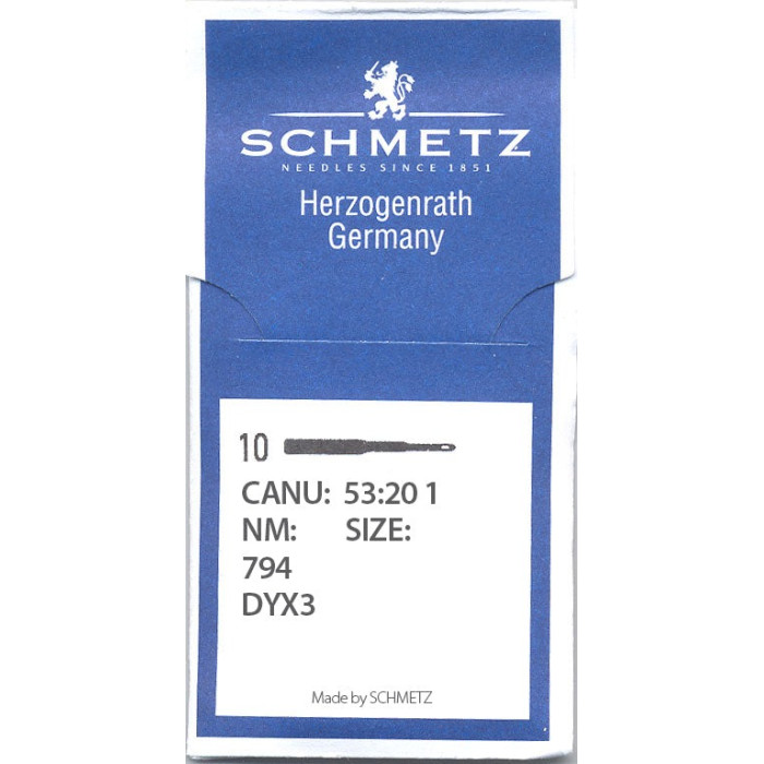Голки Schmetz 794 DYX3 7X3 №140, 10 шт, для важких промислових швейних машин човникового стібка