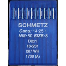 Голки Schmetz DBX1 1738 (A) №60, 10 шт, для прямострочних (універсальних) побутових швейних машин