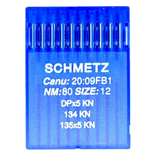 Голки Schmetz DPX5 KN №80, 10 шт, для прямострочних (універсальних) побутових швейних машин