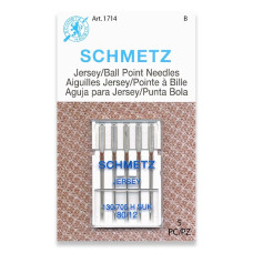 Голки Schmetz Jersey 130/705 H-SUK №80, 10 шт, для трикотажу, для побутових швейних машин, на картонній основі