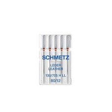 Голки Schmetz Leder 130/705 H-LL №80, 5 шт, для шкіри, для побутових швейних машин, без картонної основи
