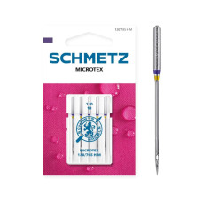 Голки Schmetz Microtex 130/705 H-M №110, 5 шт, з тонким вістрям, для побутових швейних машин, на картонній основі