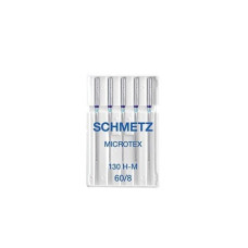 Голки Schmetz Microtex 130/705 H-M №60, 5 шт, з тонким вістрям, для побутових швейних машин, без картонної основи