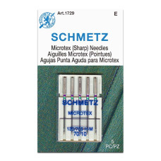 Голки Schmetz Microtex 130/705 H-M №70, 5 шт, з тонким вістрям, для побутових швейних машин, на картонній основі