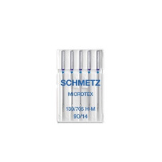 Голки Schmetz Microtex 130/705 H-M №90, 5 шт, з тонким вістрям, для побутових швейних машин, без картонної основи