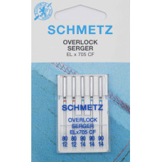 Голки Schmetz Overlock Serger ELX705 CF №80x2, 90x3, 5 шт, для оверлока, для побутових швейних машин, на картонній основі