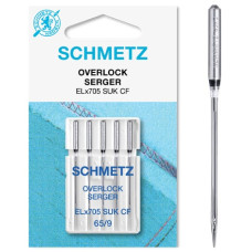 Голки Schmetz Overlock Serger ELX705 SUK-CF №65, 5 шт, для оверлока, для побутових швейних машин, на картонній основі