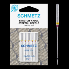 Голки Schmetz Stretch 130/705 H-S №65x2, 75x2, 90x1, 5 шт, для еластичних тканин, для побутових швейних машин, на картонній основі